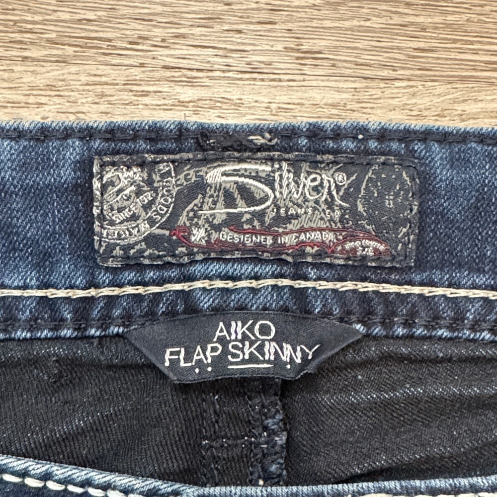 Silver Aiko Flap Skinny Jeans - Picture 2 of 6